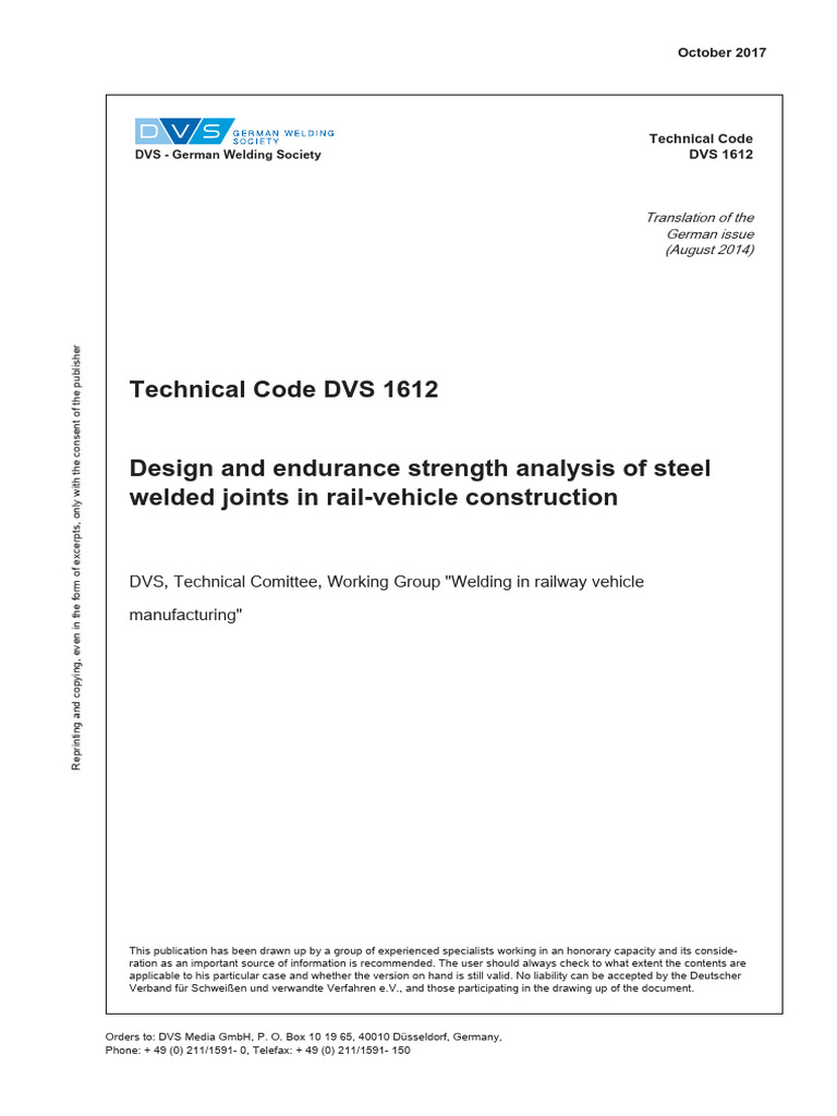 DVS 1612: Steel Weld Joints in Railways | PDF