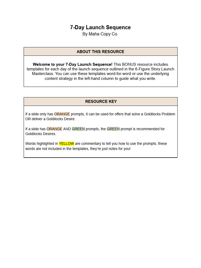 7-Day Launch Sequence Templates | PDF | Self Actualization ...