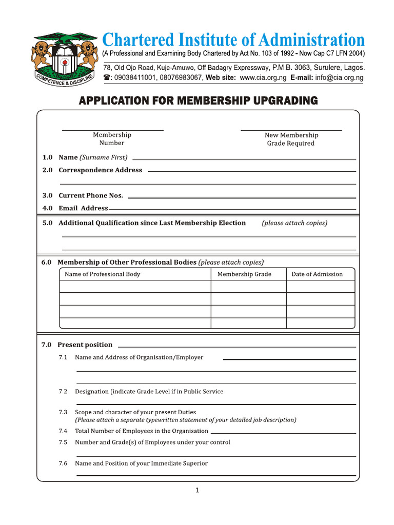 Membership Upgrading Form | PDF