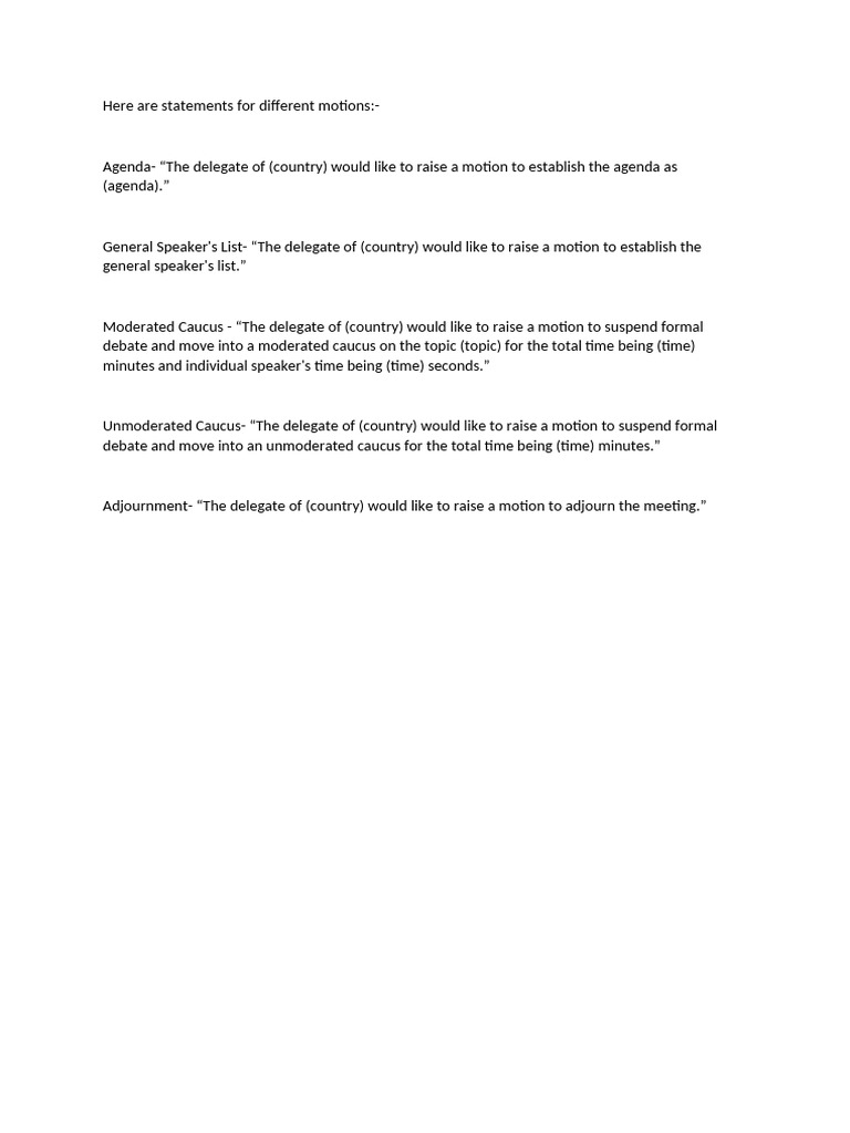 Motion Statements for Delegates | PDF