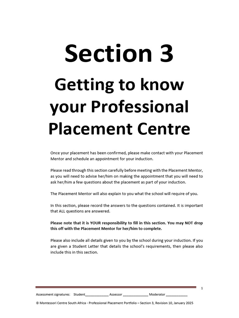 Getting To Know Your Professional Placement Centre - 2025 | PDF ...