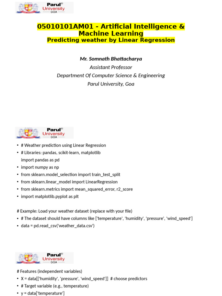 Weather Prediction with Linear Regression | PDF