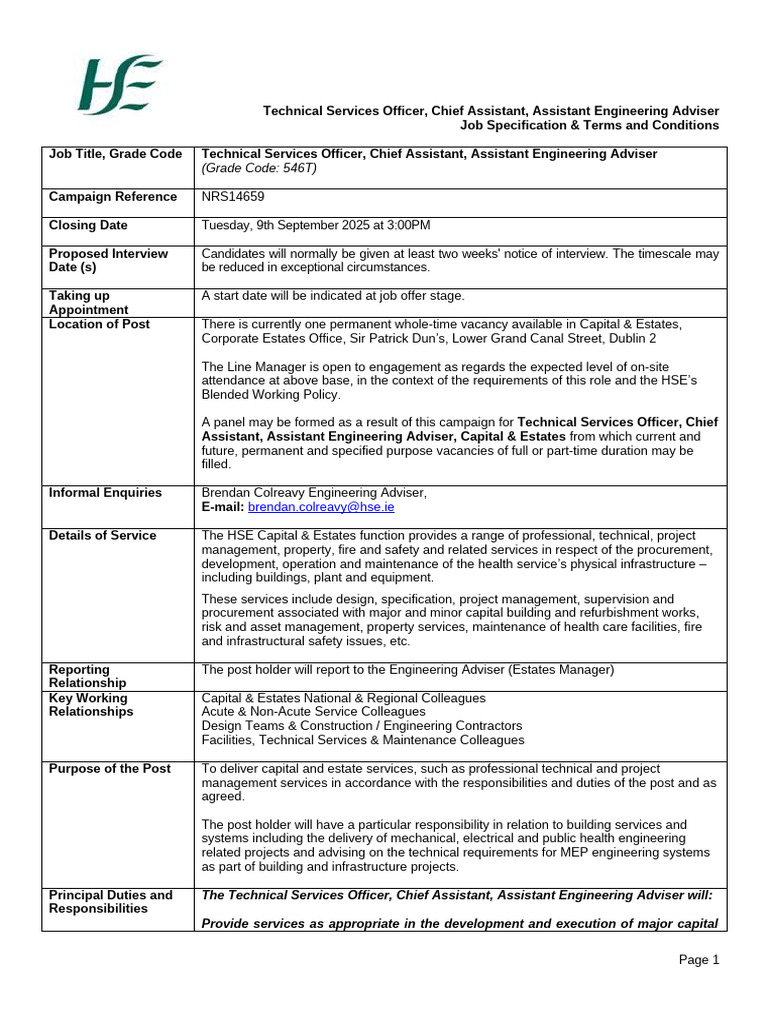 NRS14659 Job Specification 35B9Ndz | PDF | Occupational Safety And ...