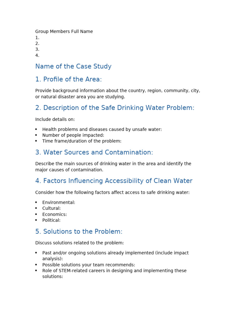Safe Drinking Water Case Study Analysis | PDF