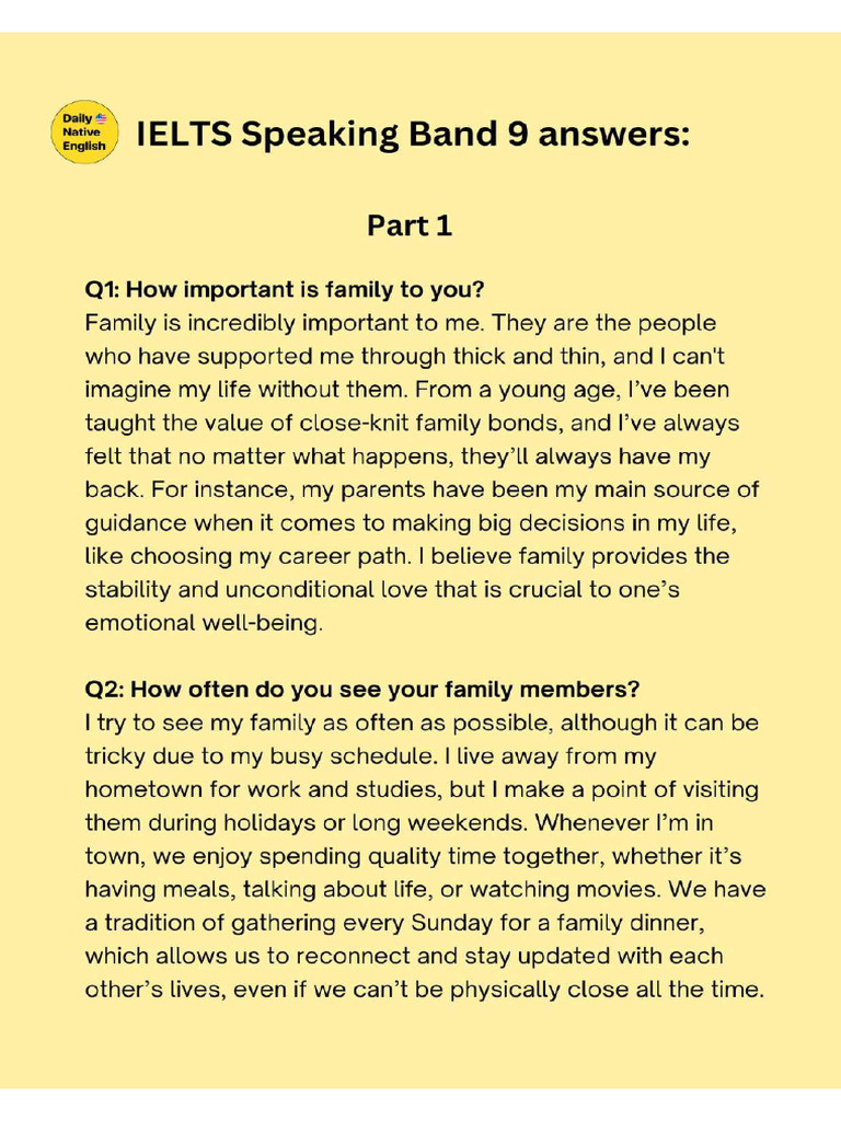 Contoh Sample Answer Speaking IELTS 1750532957 | PDF