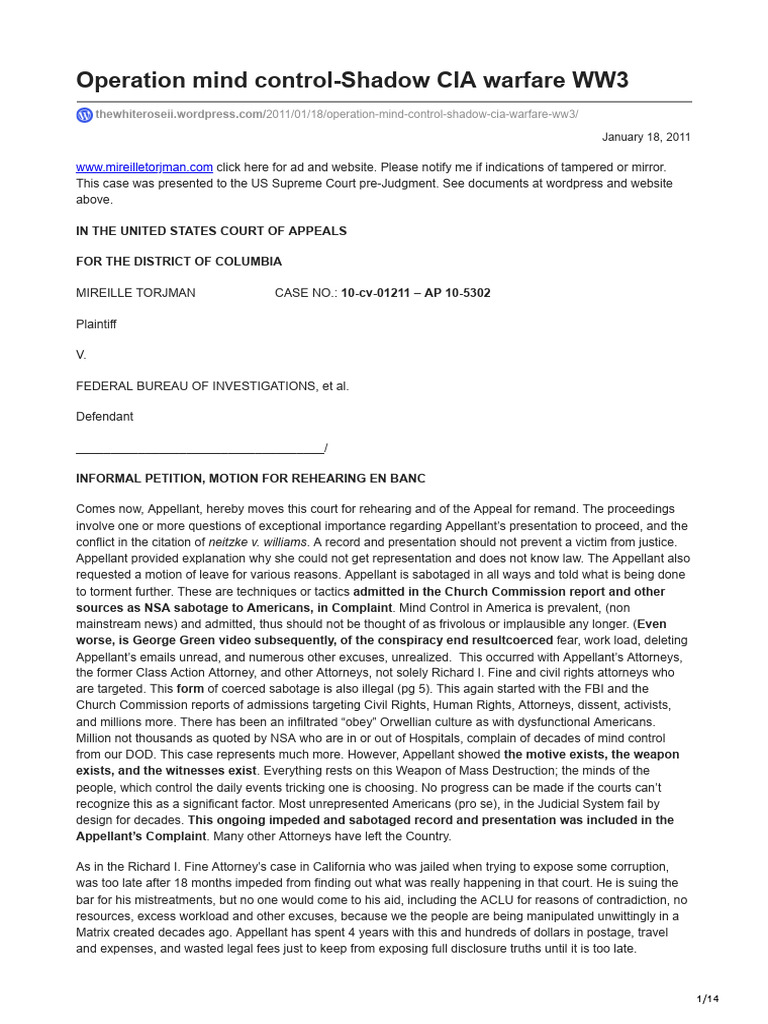 Operation Mind Control-Shadow CIA Warfare WW3 | PDF | Due Process ...