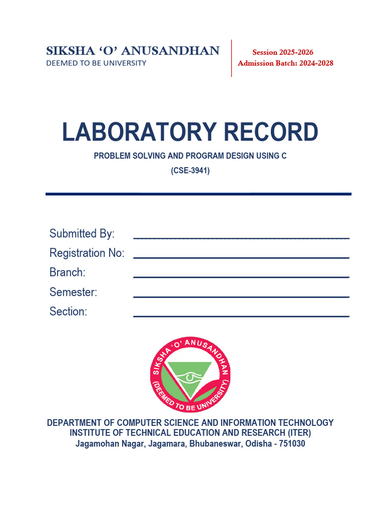 Lab Record Cover Page | PDF