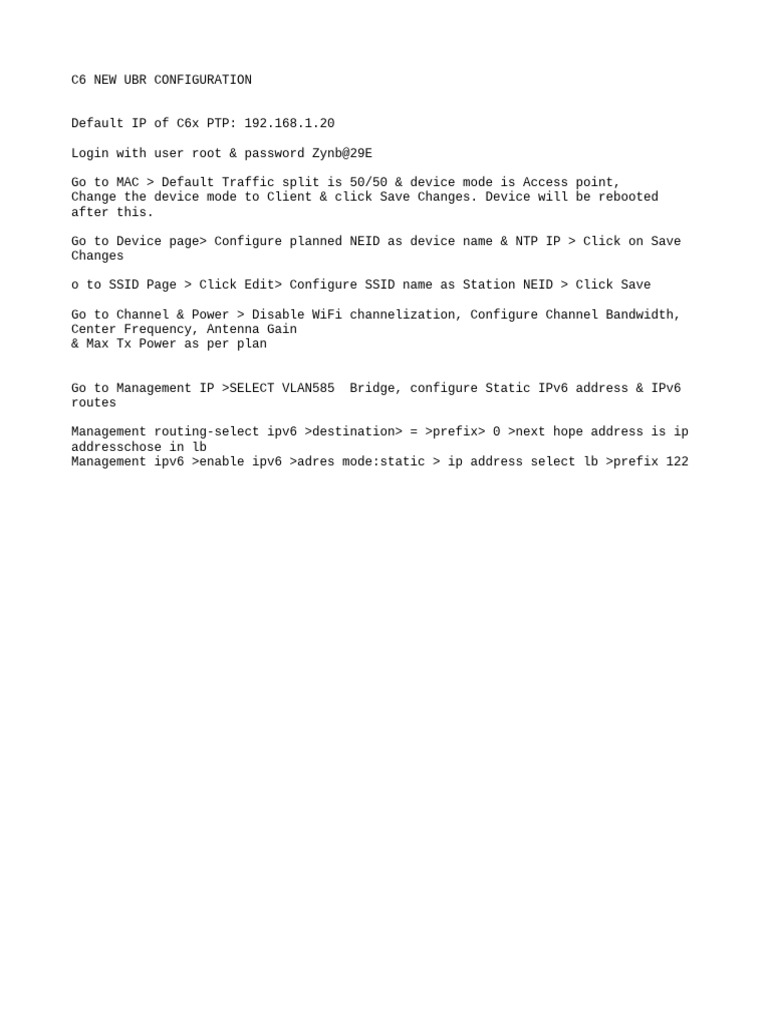 C6 UBR Configuration Guide | PDF