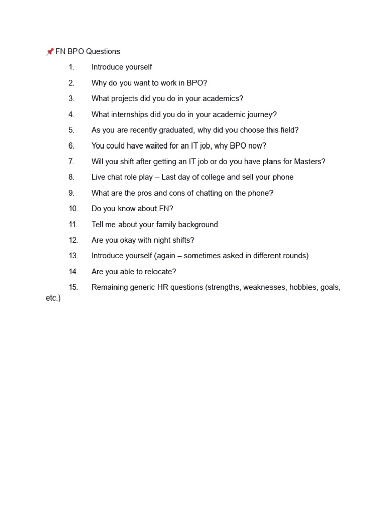 Essential BPO Interview Questions Guide | PDF