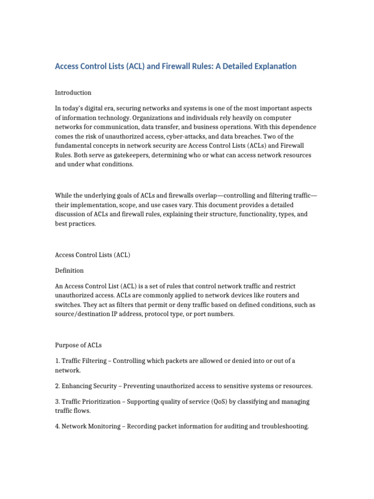 ACL and Firewall Rules | PDF | Firewall (Computing) | Computer Network