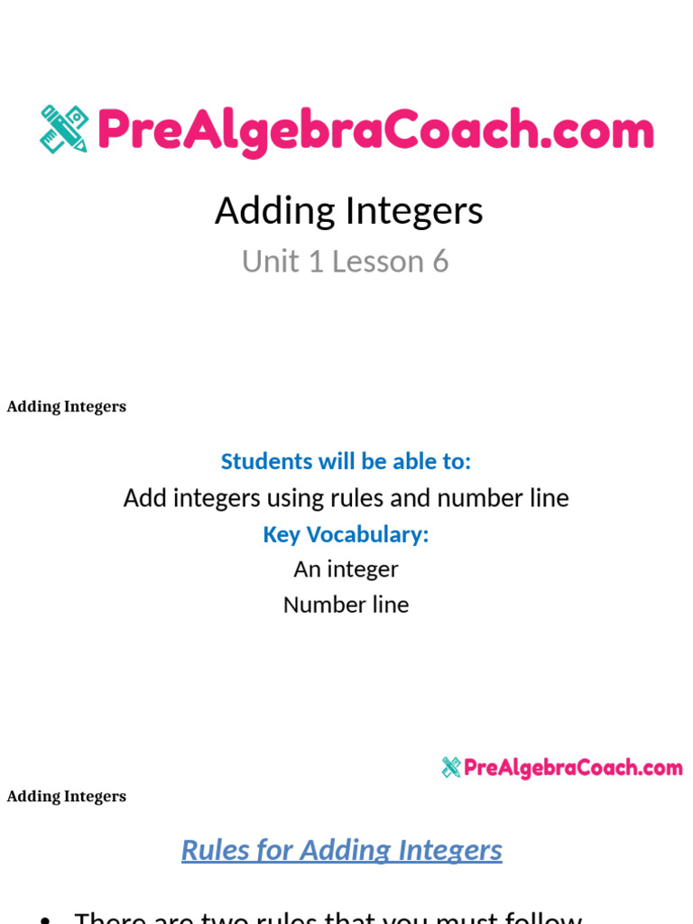 Rules for Adding Integers Explained | PDF | Numbers | Arithmetic
