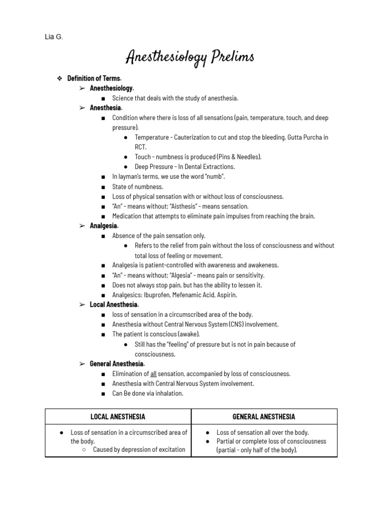 Anesthesiology-Notes 2 | PDF | Human Nose | Action Potential