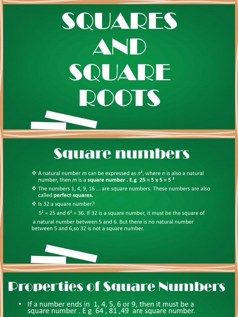Understanding Square Numbers and Roots | PDF | Factorization | Square Root