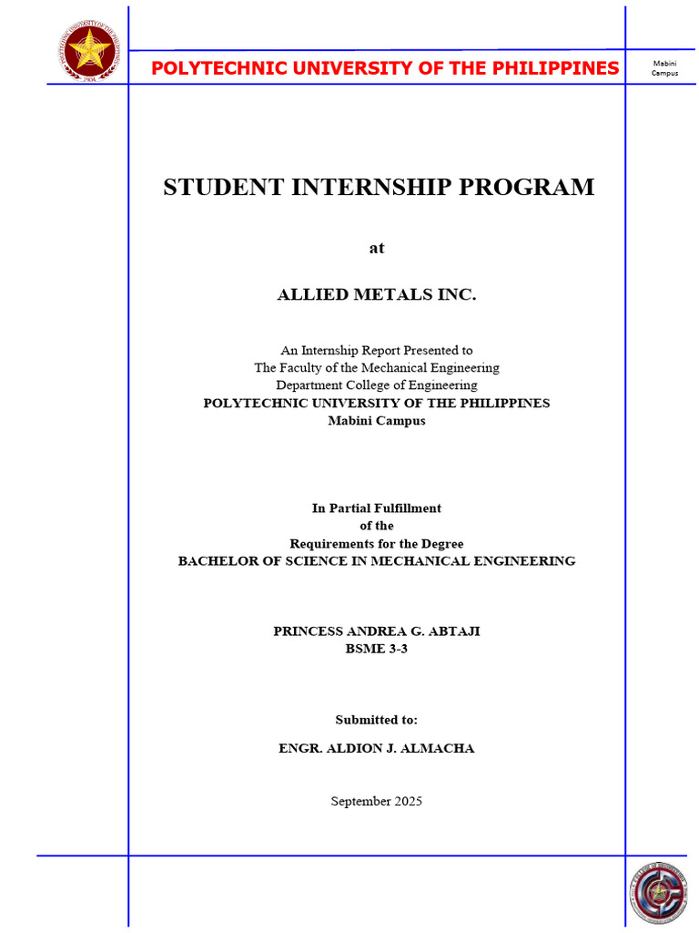 Internship Report: Mechanical Engineering at Allied Metals | PDF ...