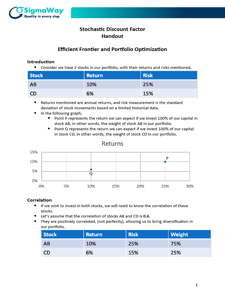 Portfolio Optimization and Efficient Frontier | PDF | Financial Risk ...
