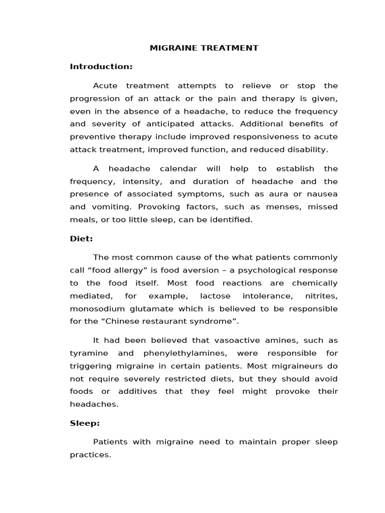 Comprehensive Migraine Treatment Guide | PDF | Migraine | Peripheral ...