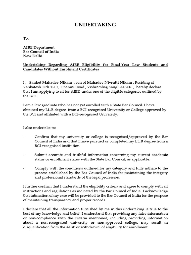 Undertaking | PDF