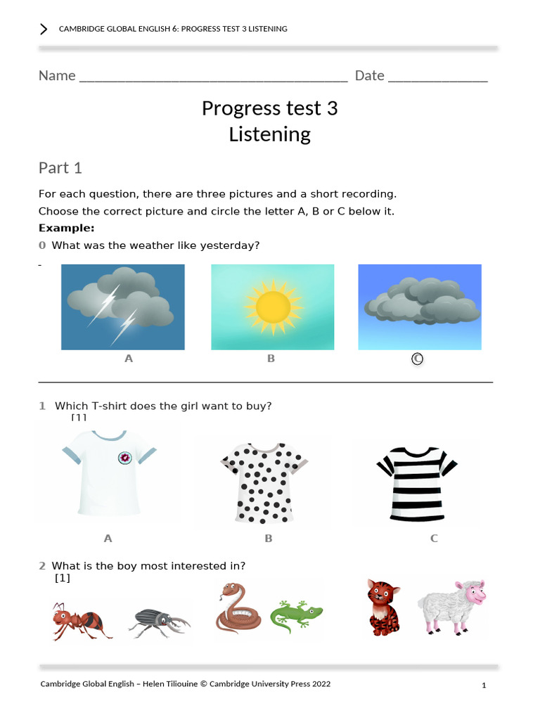 Cambridge Global English 6 Listening Test | PDF