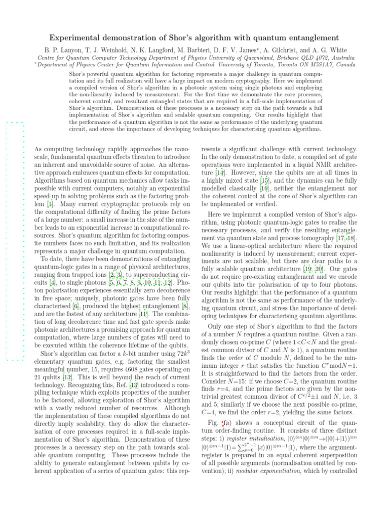 Shor's Algorithm Implementation with Photons | PDF | Quantum Computing ...