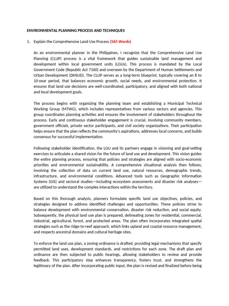 Environmental Planning Process and Techniques | PDF | Sustainability ...