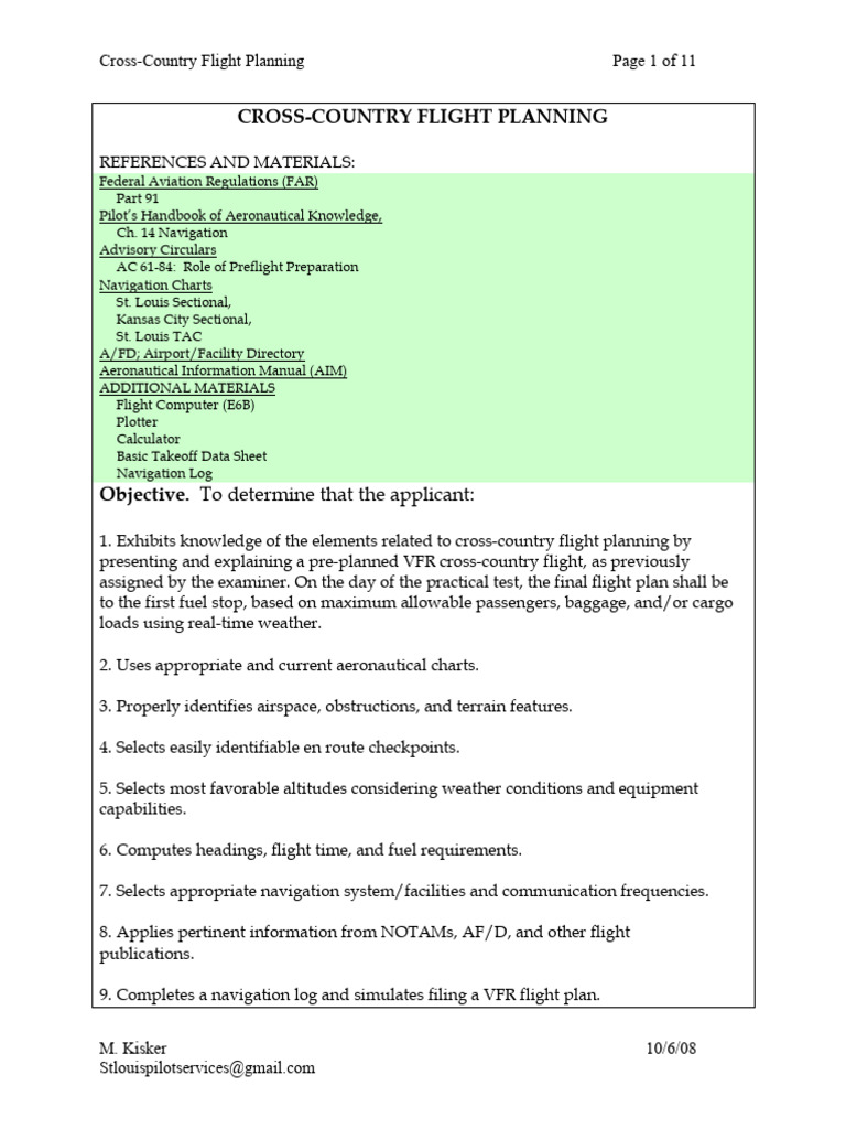 Cross-Country Flight Planning (Outline) - St. Louis Pilot Services ...