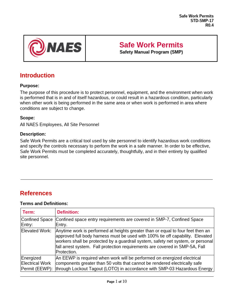 Safe Work Permit Procedure Guide | PDF | Labor Relations | Workplace