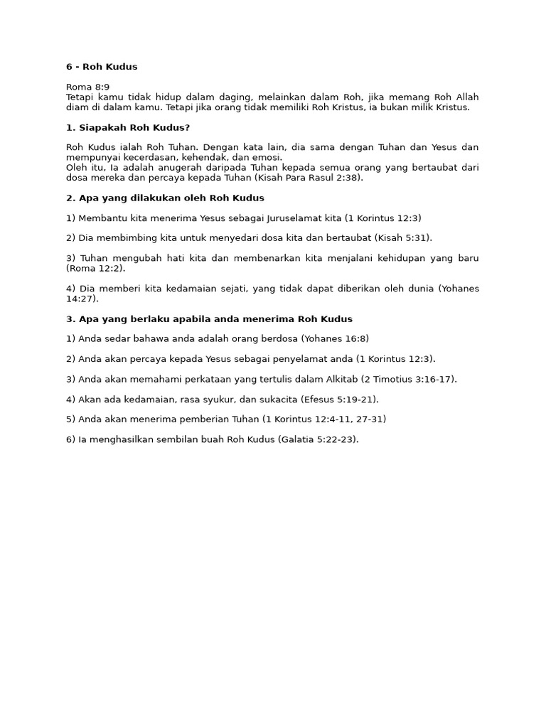 Memahami Roh Kudus dan Perannya | PDF