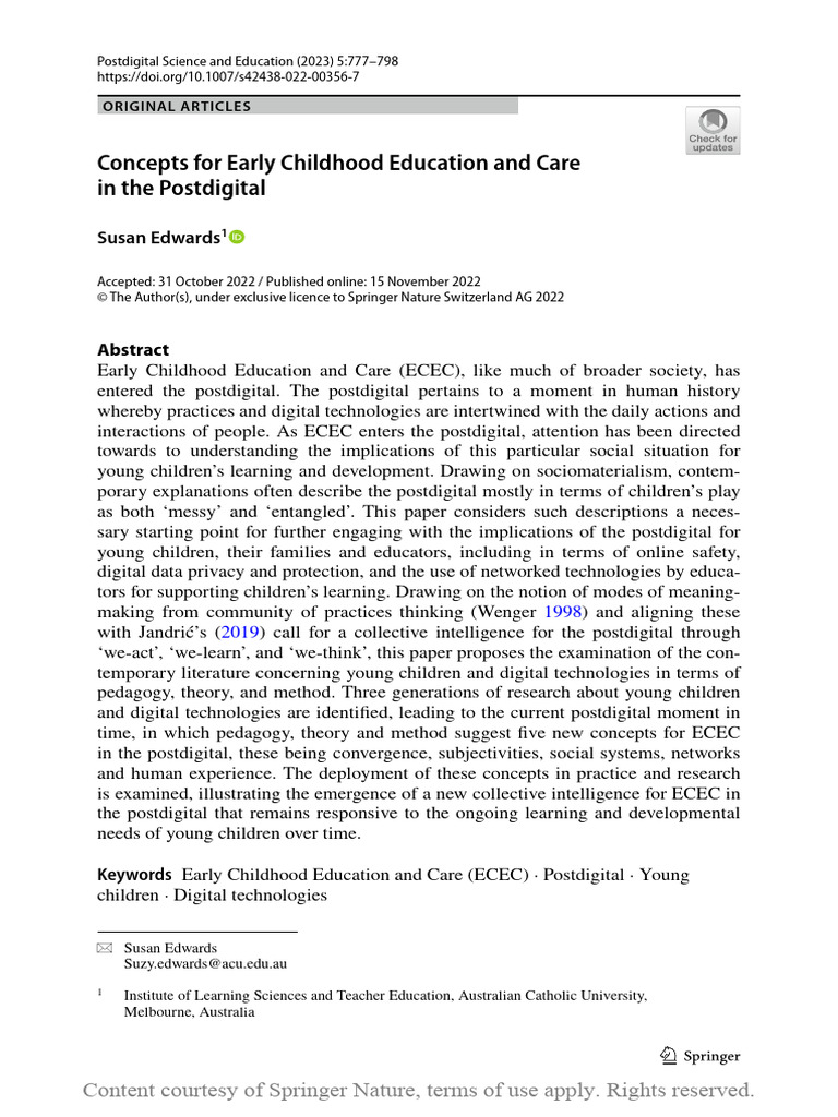 Concepts for ECEC in the Postdigital | PDF | Theory | Constructivism ...