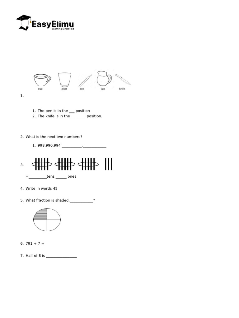 CBC Grade 3 Mathematics Exam 2025 | PDF