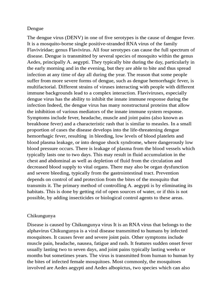 Dengue and Chikungunya Overview | PDF | Medical Specialties ...