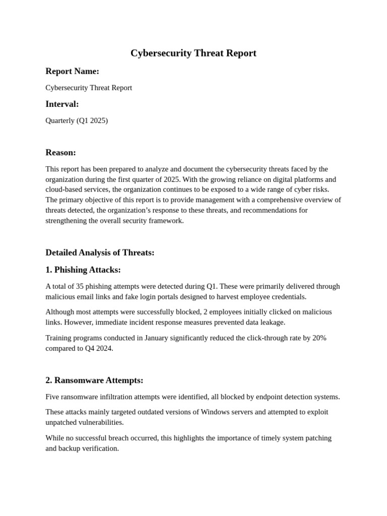 Q1 2025 Cybersecurity Threat Analysis | PDF | Security | Computer Security