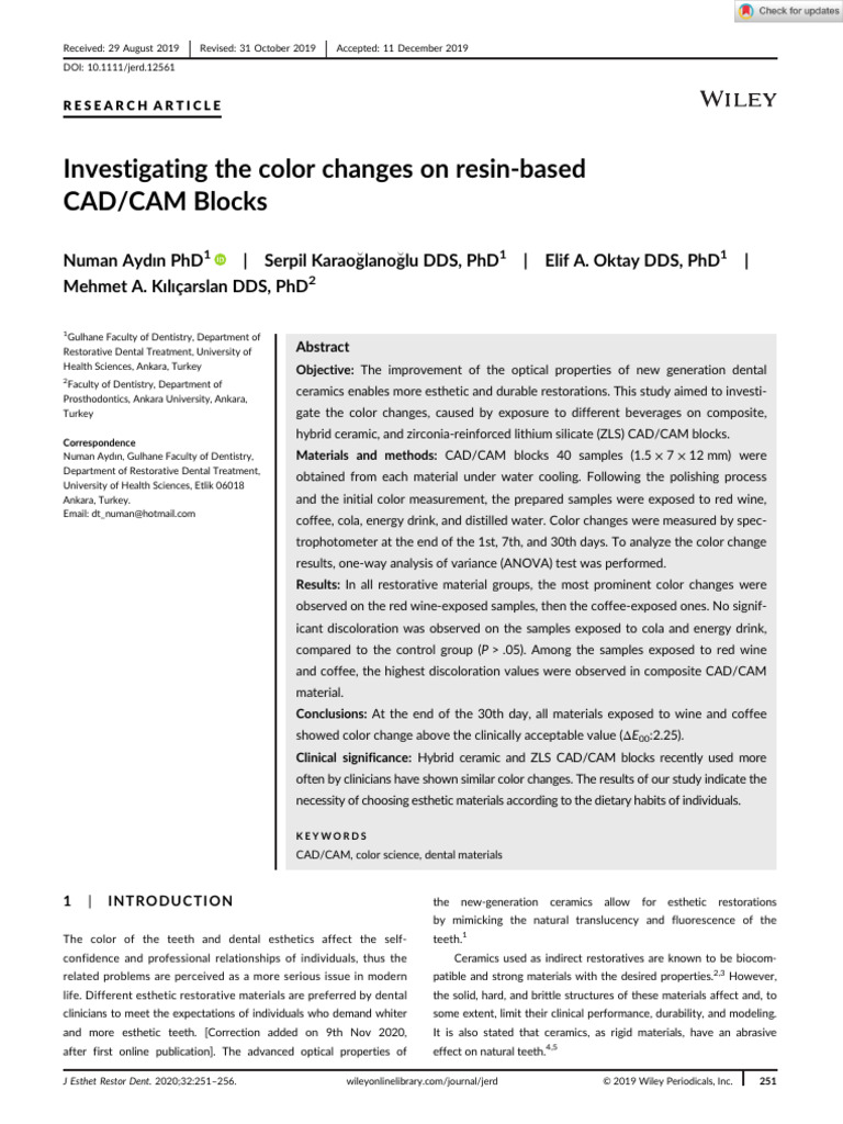Color Changes in CAD/CAM Dental Blocks | PDF | Materials