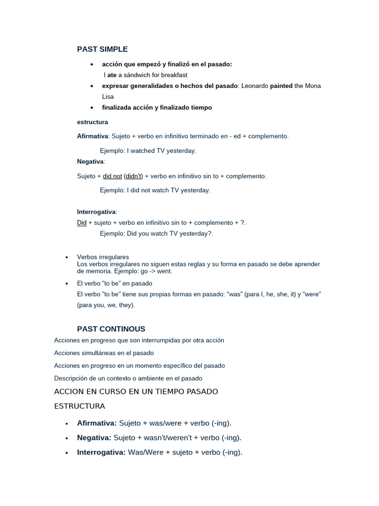 Uso del Pasado Simple y Continuo | PDF