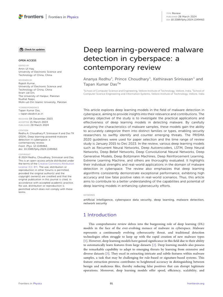 Fphy 12 1349463 | PDF | Deep Learning | Malware