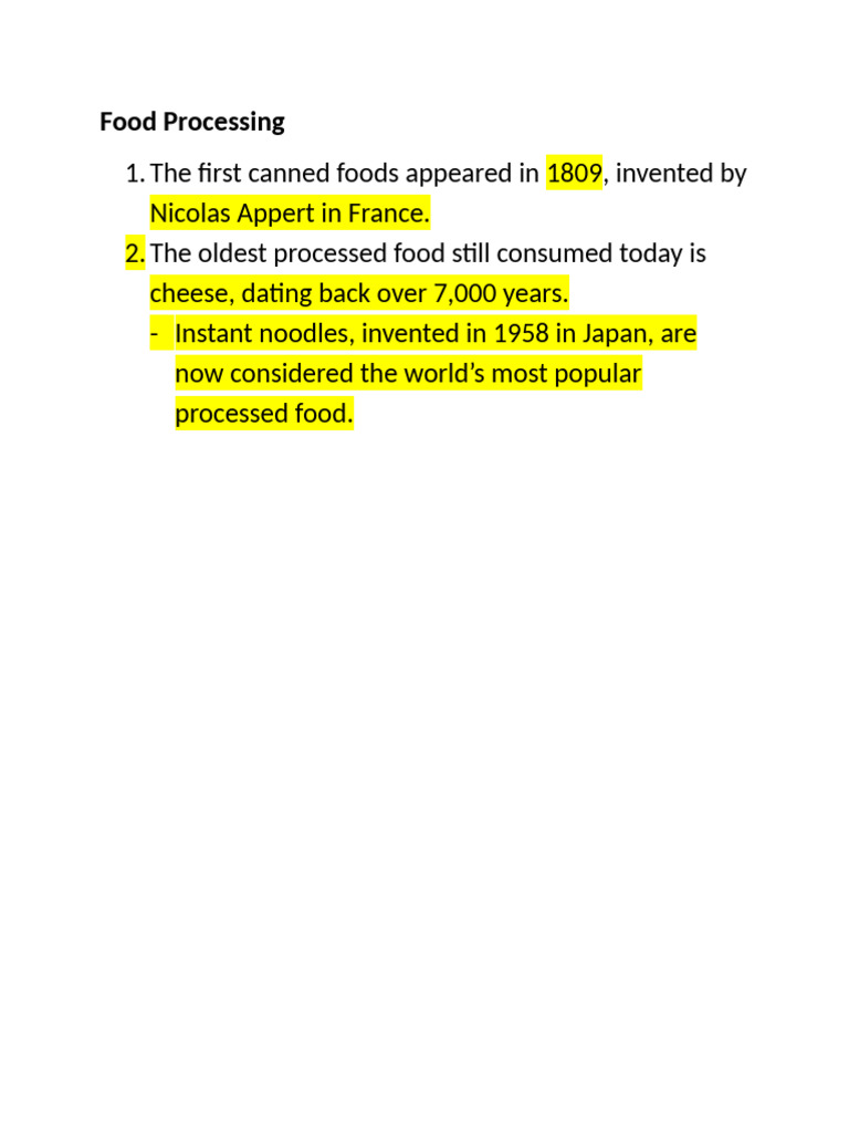 History of Food Processing Innovations | PDF