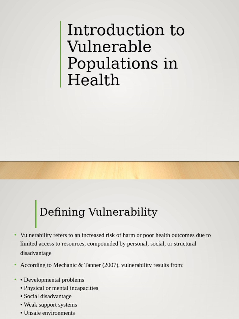 Intro Vulnerable Populations 2025 | PDF | Vulnerability | Health ...