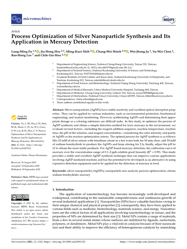 Optimizing Silver Nanoparticle Synthesis | PDF | Nanoparticle ...