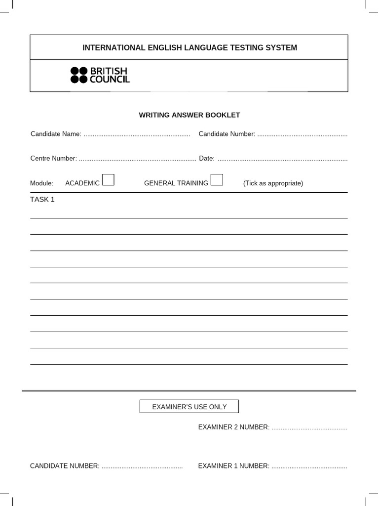 Ielts Writing Answer Sheet | PDF