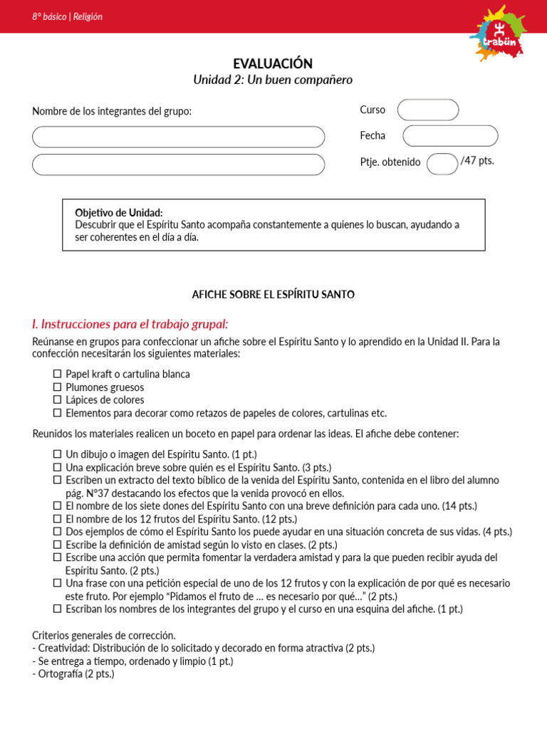 REL 8° Unidad2 Evaluaciones | PDF