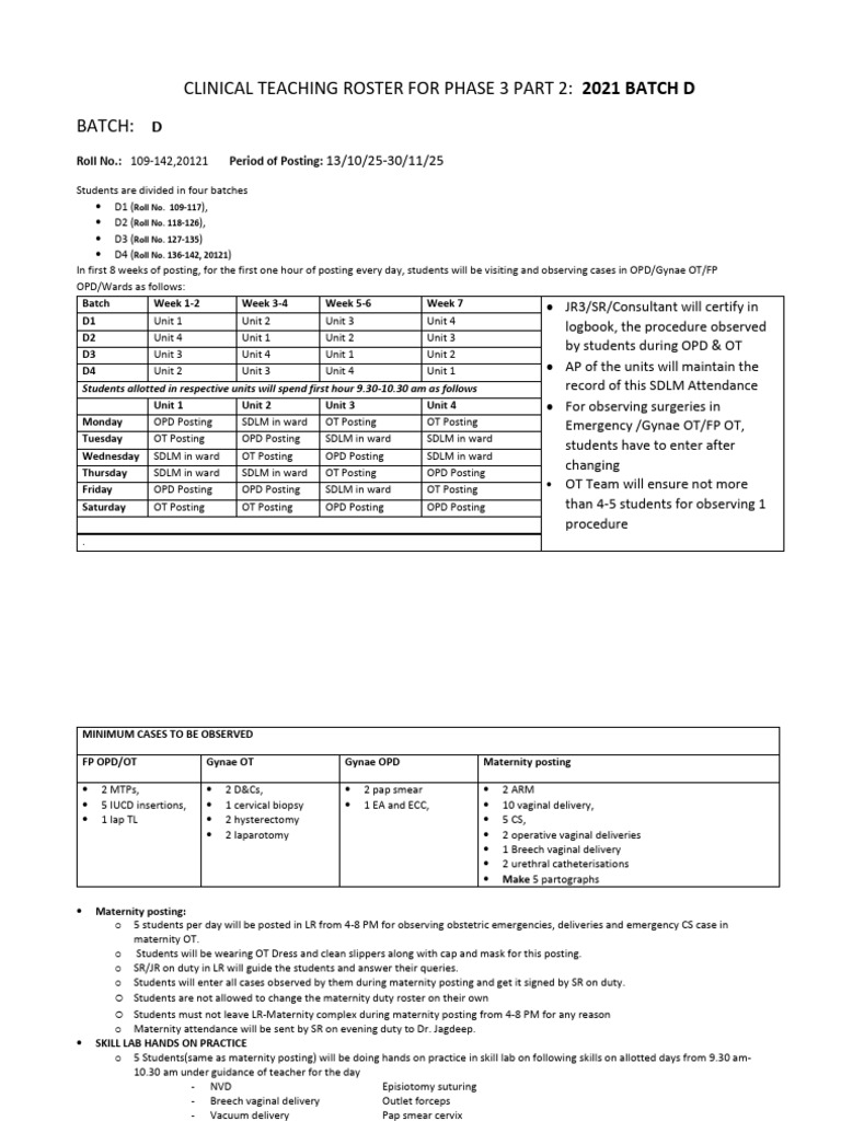 Clinical Teaching Roster Phase 3 Part 2 | PDF | Childbirth | Human ...