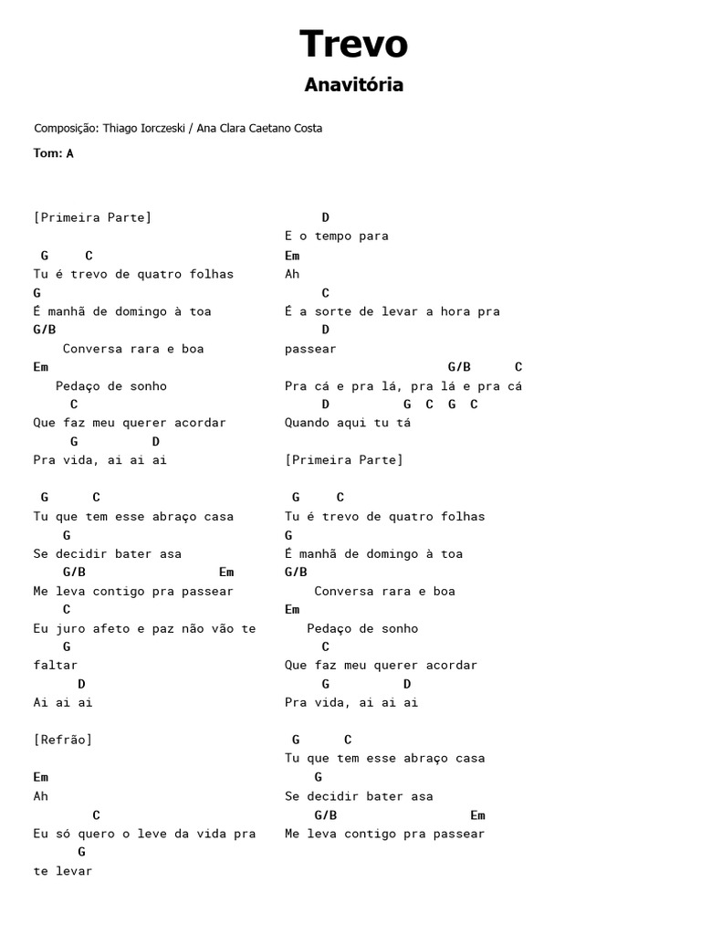 Letra da Música 