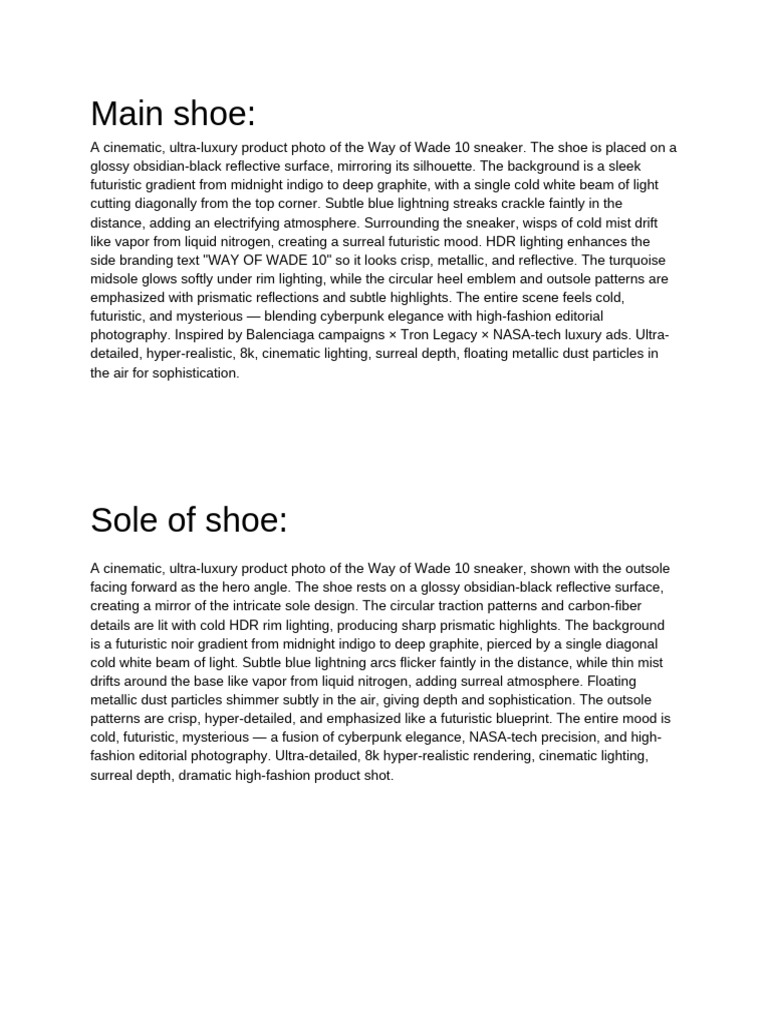 Shoe Prompts | PDF