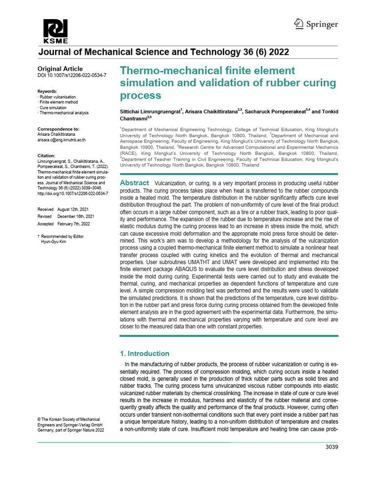 Rubber Curing Process Simulation Analysis | PDF | Viscoelasticity ...