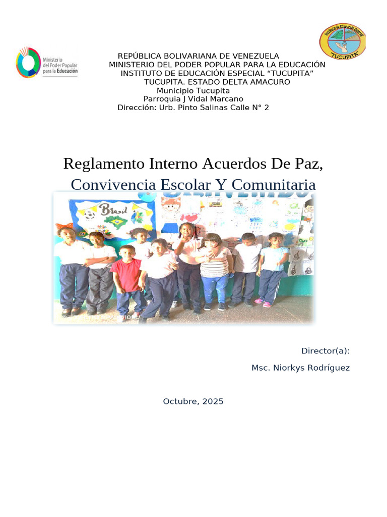 Reglamento de Convivencia Escolar Tucupita | PDF | Derechos humanos ...