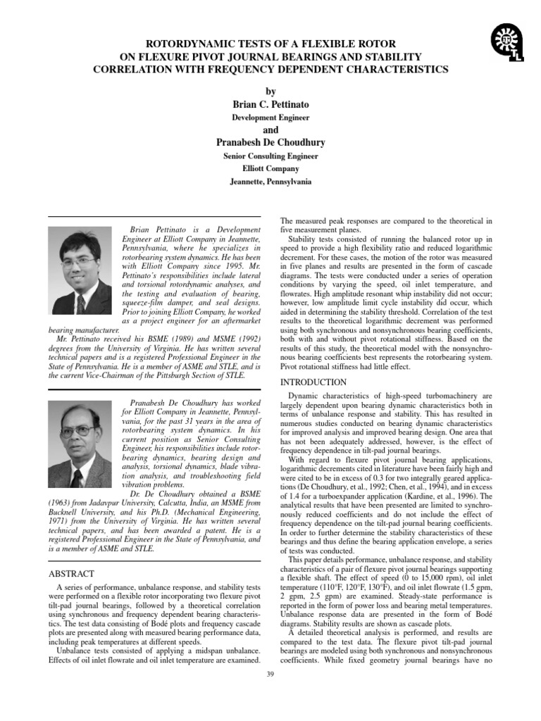 Rotordynamic Tests of A Flexible Rotor On Flexure Pivot Journal ...
