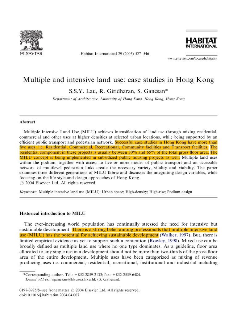 Intensive Land Use Case Studies in Hong Kong | PDF | Suburb | City