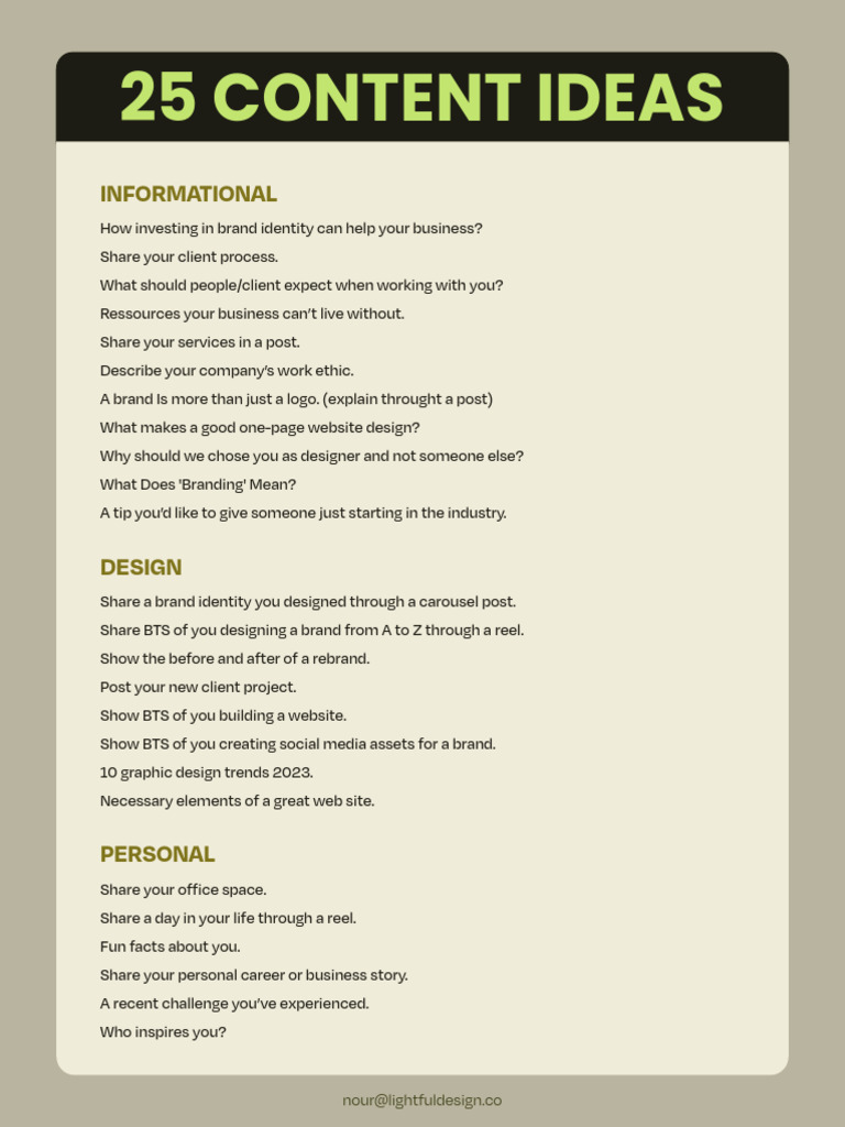 25 Creative Content Ideas for Designers | PDF