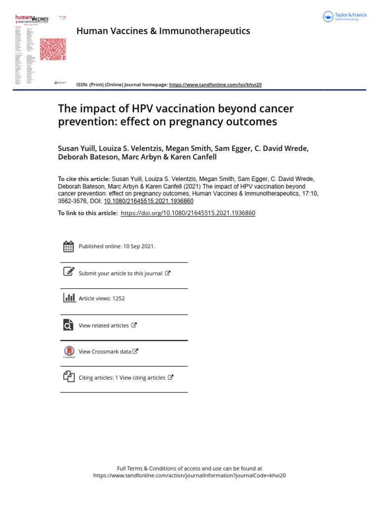 The Impact of HPV Vaccination Beyond Cancer Prevention Effect On ...