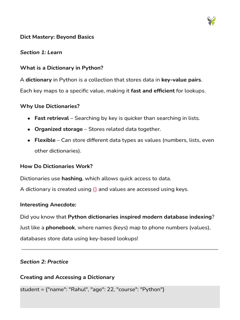 Master Python Dictionaries Efficiently | PDF | Software Engineering ...