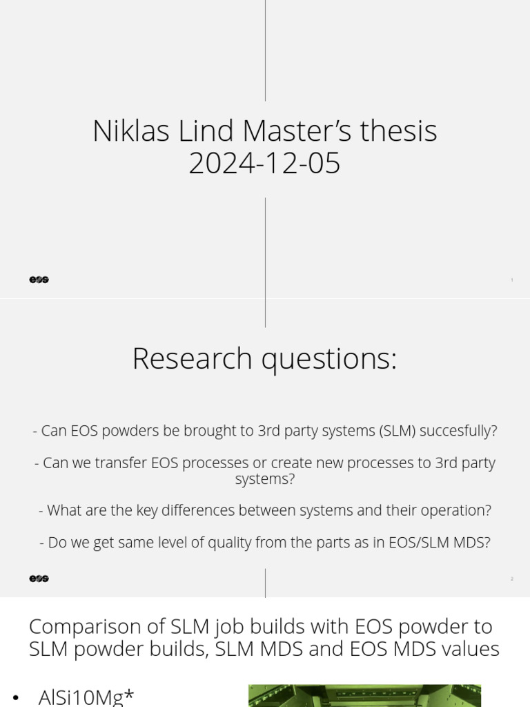 EOS Powder Transfer to SLM Systems Analysis | PDF | Yield (Engineering ...